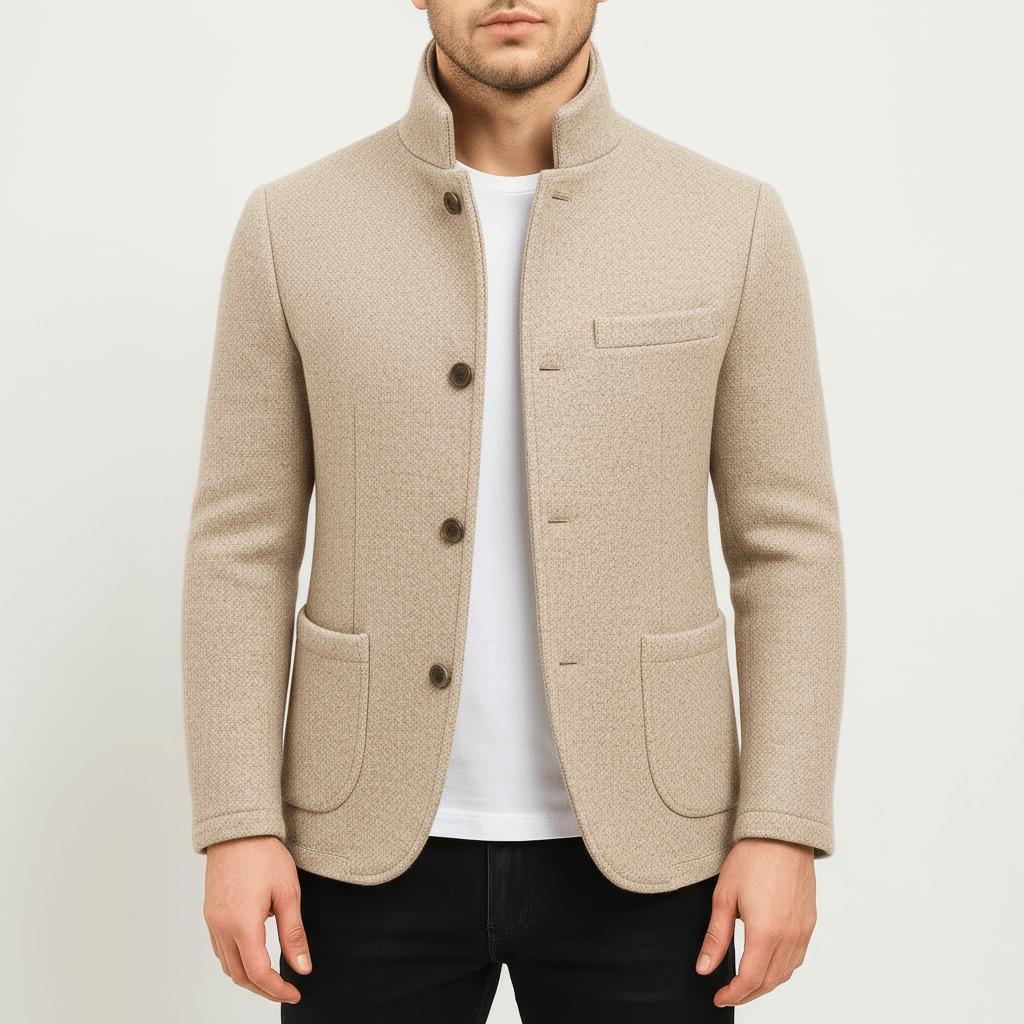 Tanzanix | Versatile high collar woolen coat-Apparel & Accessories > Clothing > Outerwear > Coats & Jackets-Beige-S-Tanzanix