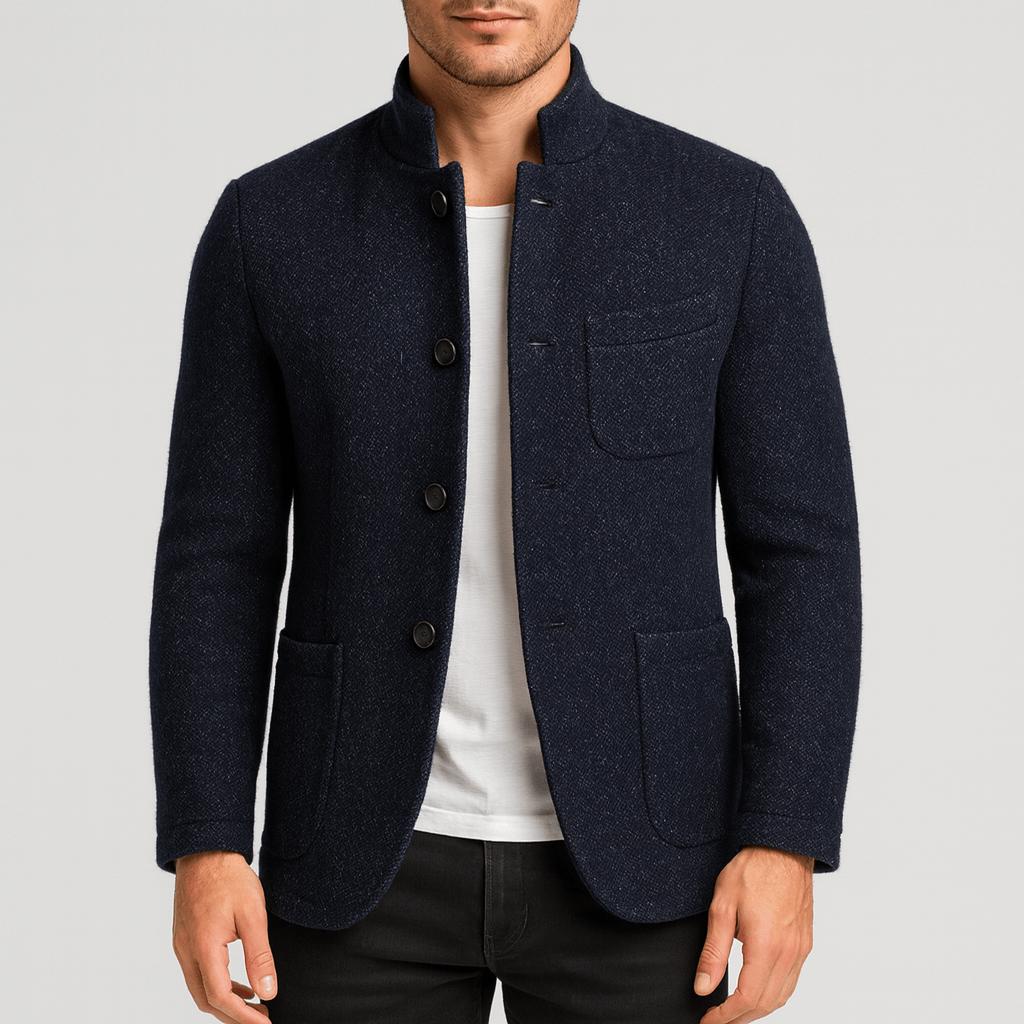 Tanzanix | Versatile high collar woolen coat-Apparel & Accessories > Clothing > Outerwear > Coats & Jackets-Navy Blue-S-Tanzanix
