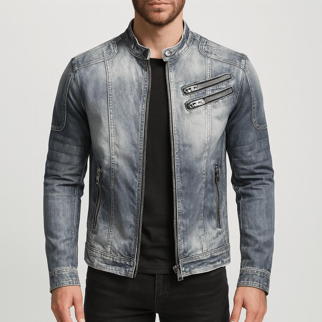 Tanzanix | Vintage denim jacket with tailored cut-Apparel & Accessories > Clothing > Outerwear > Coats & Jackets-Washed black-XS-Tanzanix