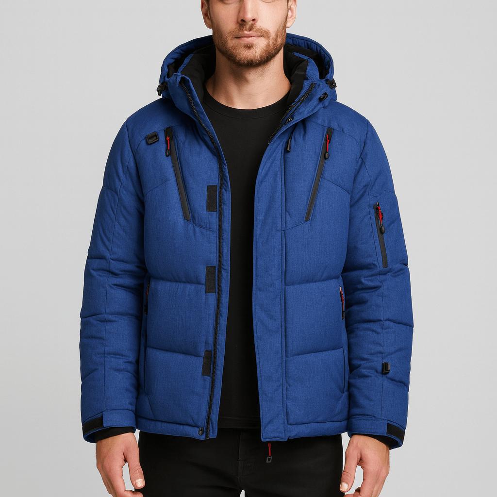 Tanzanix | Warm puffer jacket with adjustable hood-Puffer Jackets-Blue-M-Tanzanix