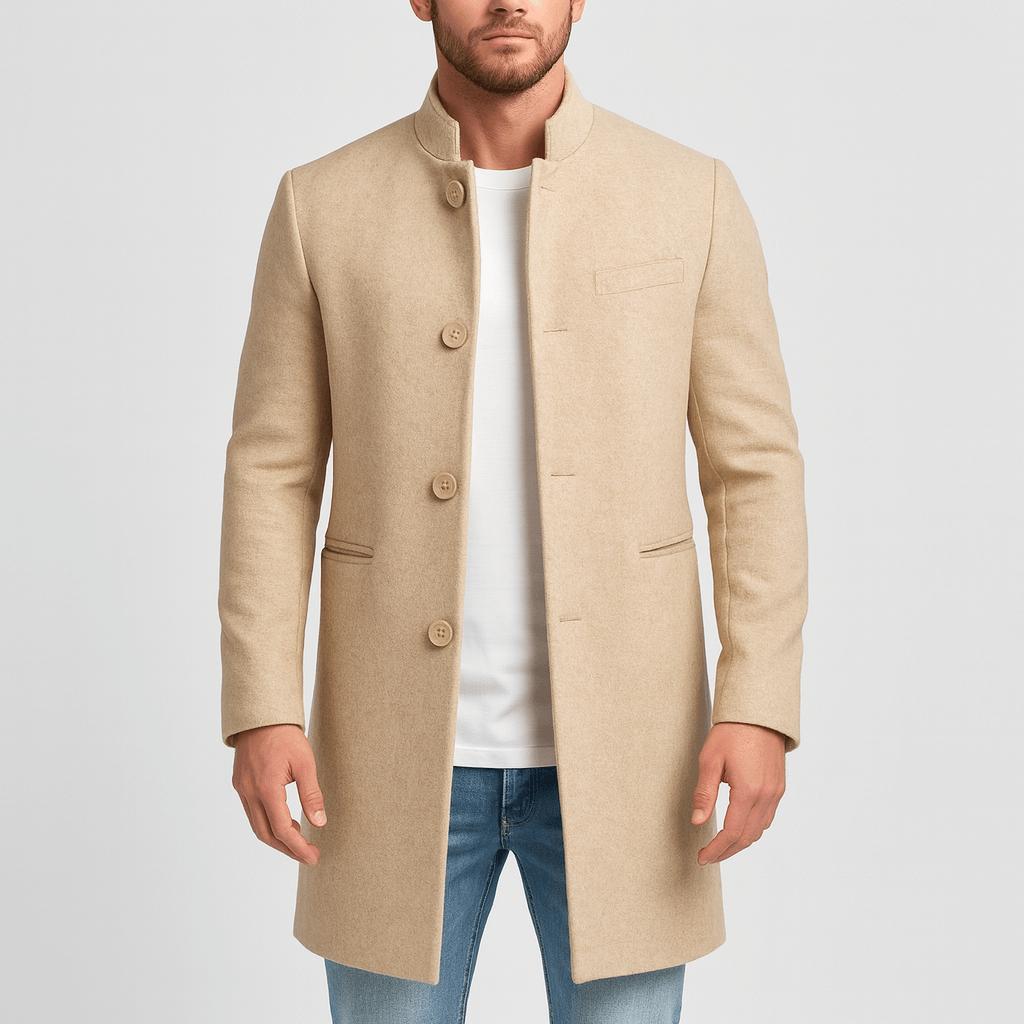 Tanzanix | Weather-resistant woolen coat-Apparel & Accessories > Clothing > Outerwear > Coats & Jackets > Overcoats-Beige-XS-Tanzanix