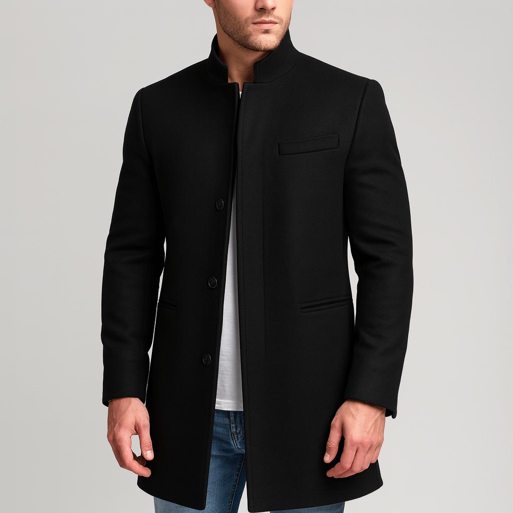 Tanzanix | Weather-resistant woolen coat-Apparel & Accessories > Clothing > Outerwear > Coats & Jackets > Overcoats-Black-XS-Tanzanix