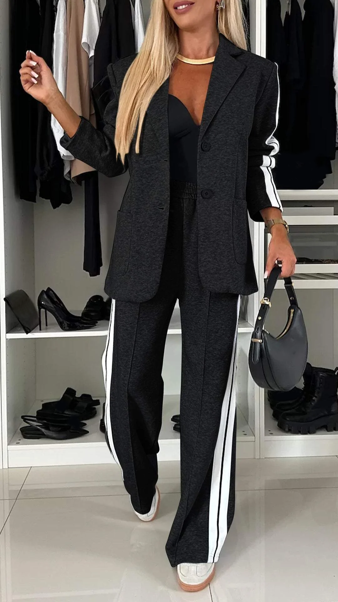 Abigail | Women's Two-Piece Blazer & Trouser Suit Set - Black