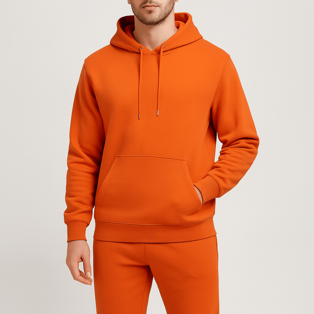 Albert | Mjukisset för herr med hoodie - Orange