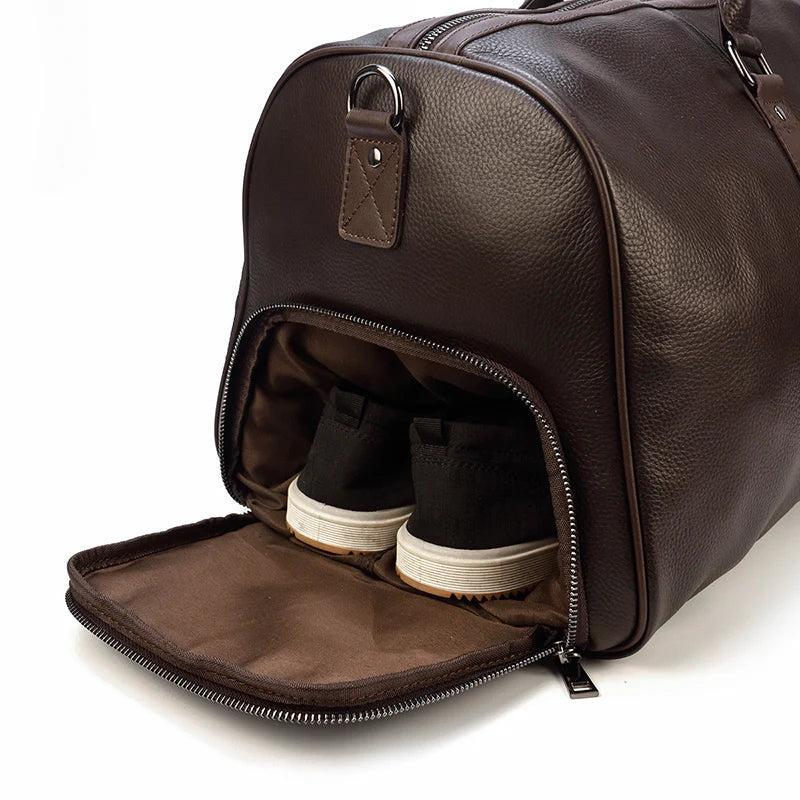 Alexander | Men's Leather Weekender Duffel Bag - view 5