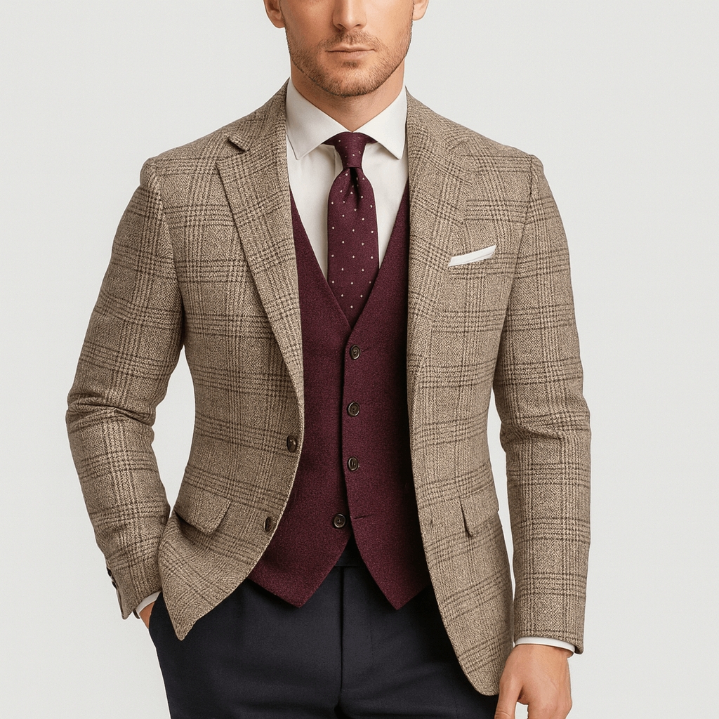 Alfie | Men's Slim Fit Blazer Jacket - Brown