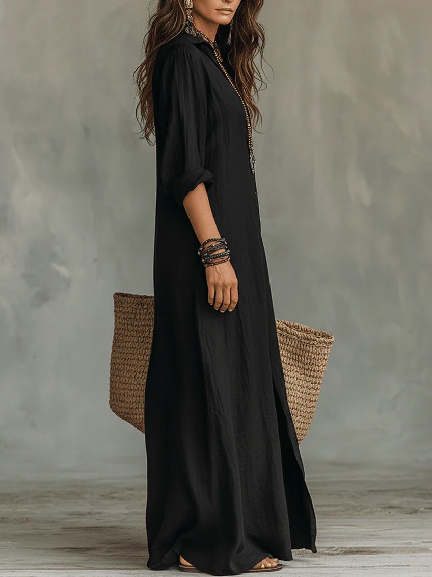 Amber | Women's Long Sleeve Maxi Shirt Dress - view 4