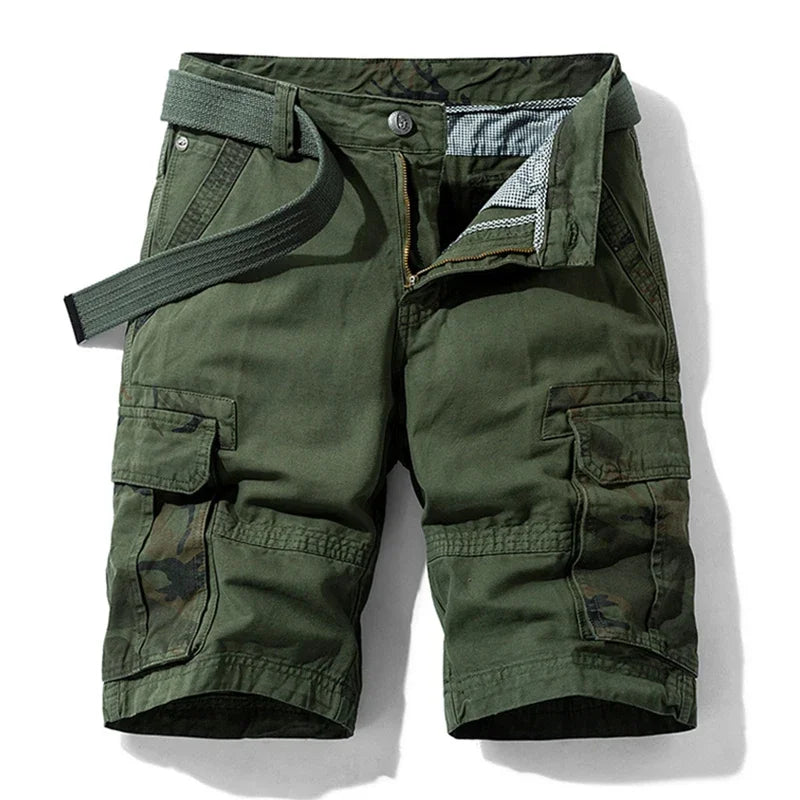 Archie | Men's Relaxed Fit Cotton Cargo Shorts - Army Green