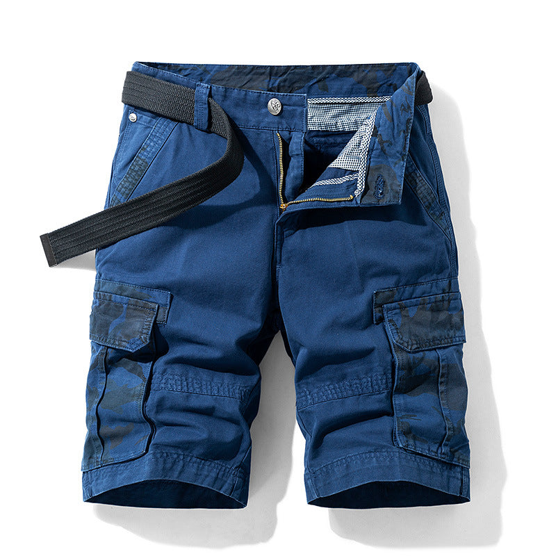 Archie | Men's Relaxed Fit Cotton Cargo Shorts - Blue