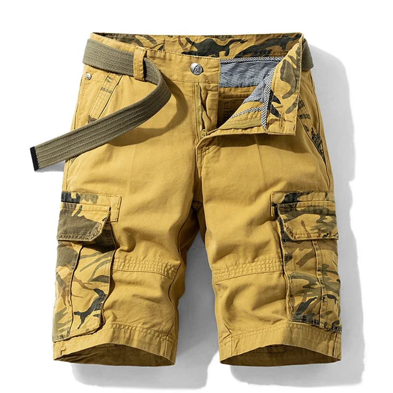 Archie | Men's Relaxed Fit Cotton Cargo Shorts - Khaki