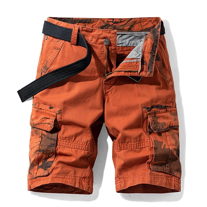 Archie | Men's Relaxed Fit Cotton Cargo Shorts - Orange