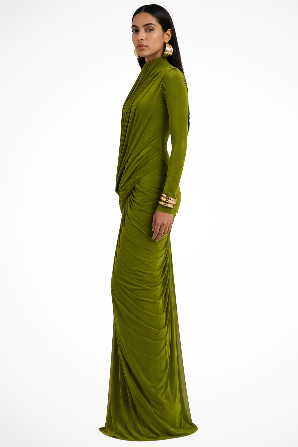Ava | Women's Long Sleeve High Neck Maxi Dress - view 6