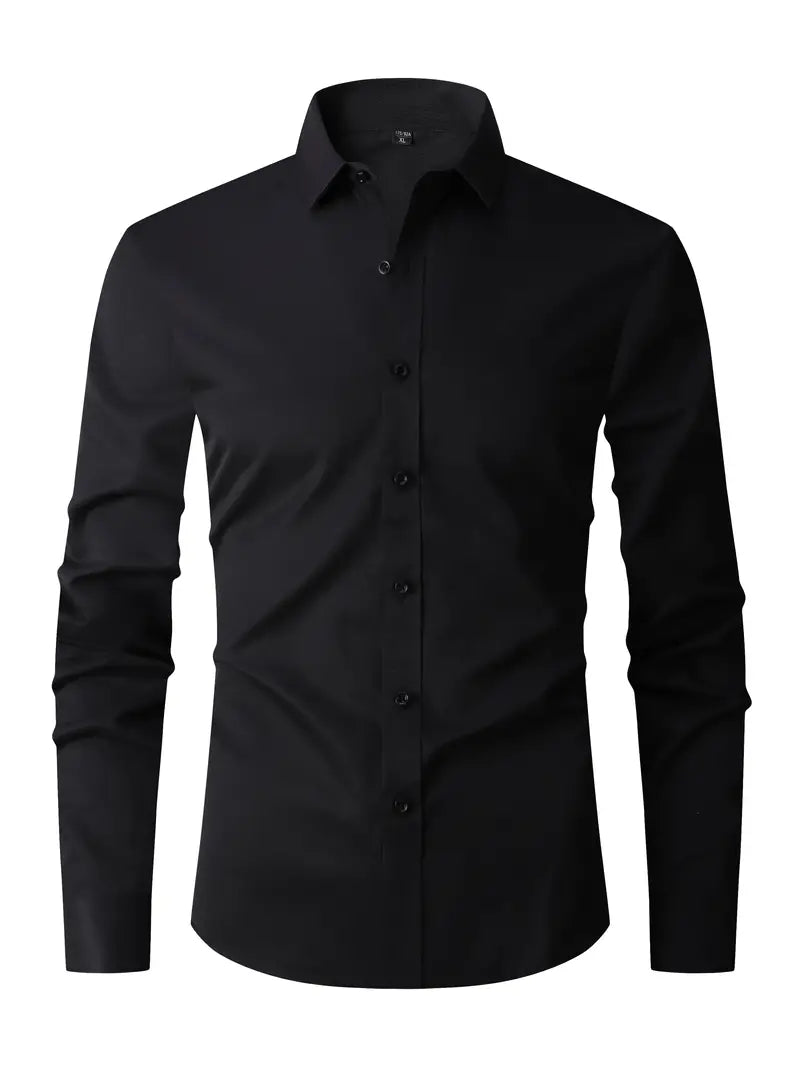 Charlie | Men's Slim Fit Button-Up Shirt - Black