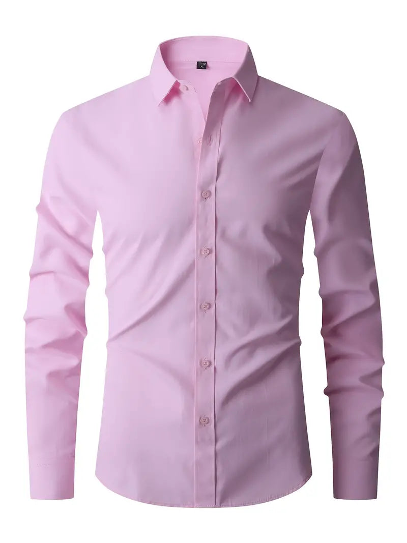 Charlie | Men's Slim Fit Button-Up Shirt - Pink
