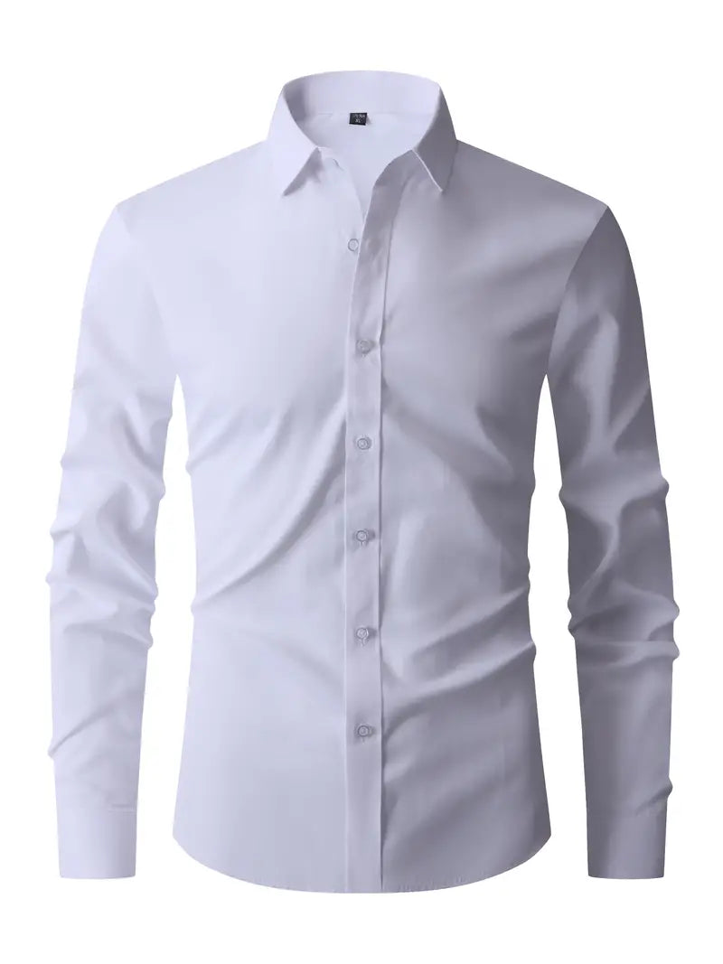 Charlie | Men's Slim Fit Button-Up Shirt - White