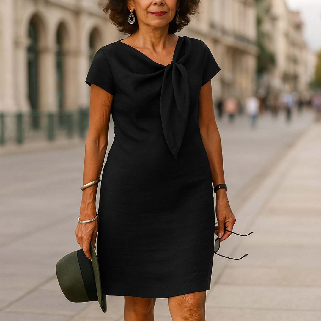 Florence | Women's Short Sleeve Shift Dress - Black