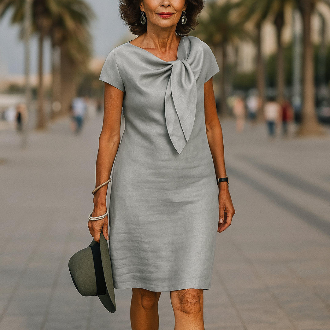 Florence | Women's Short Sleeve Shift Dress - Grey