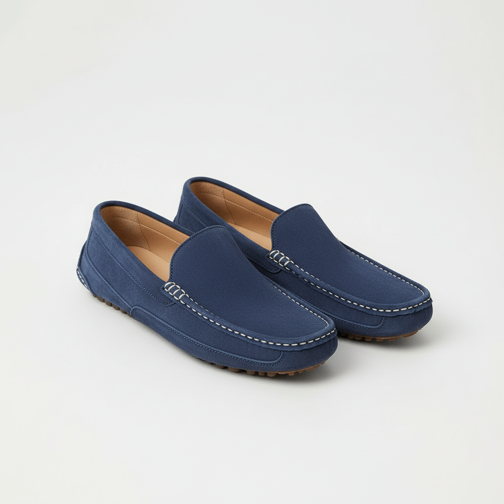 Freddie | Men's Suede Driving Loafers - Blue