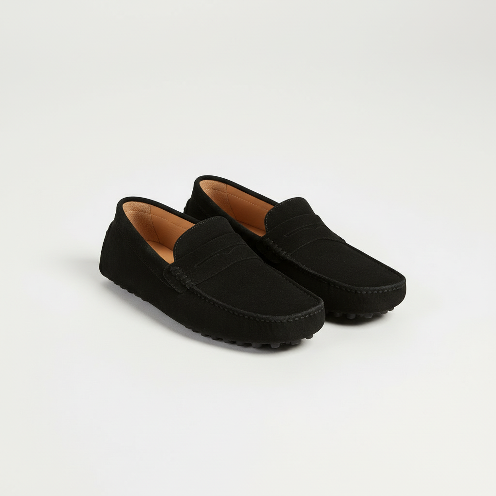Gabriel | Men's Suede Penny Loafers - Black
