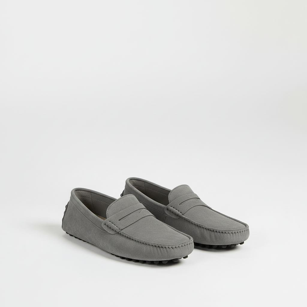 Gabriel | Men's Suede Penny Loafers - Gray