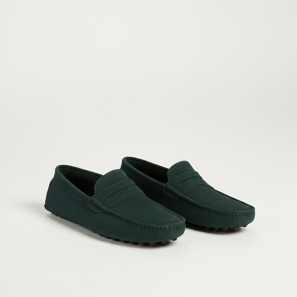 Gabriel | Men's Suede Penny Loafers - Green