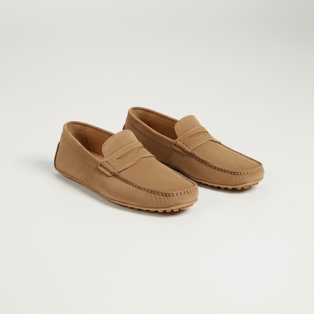 Gabriel | Men's Suede Penny Loafers - Light Brown