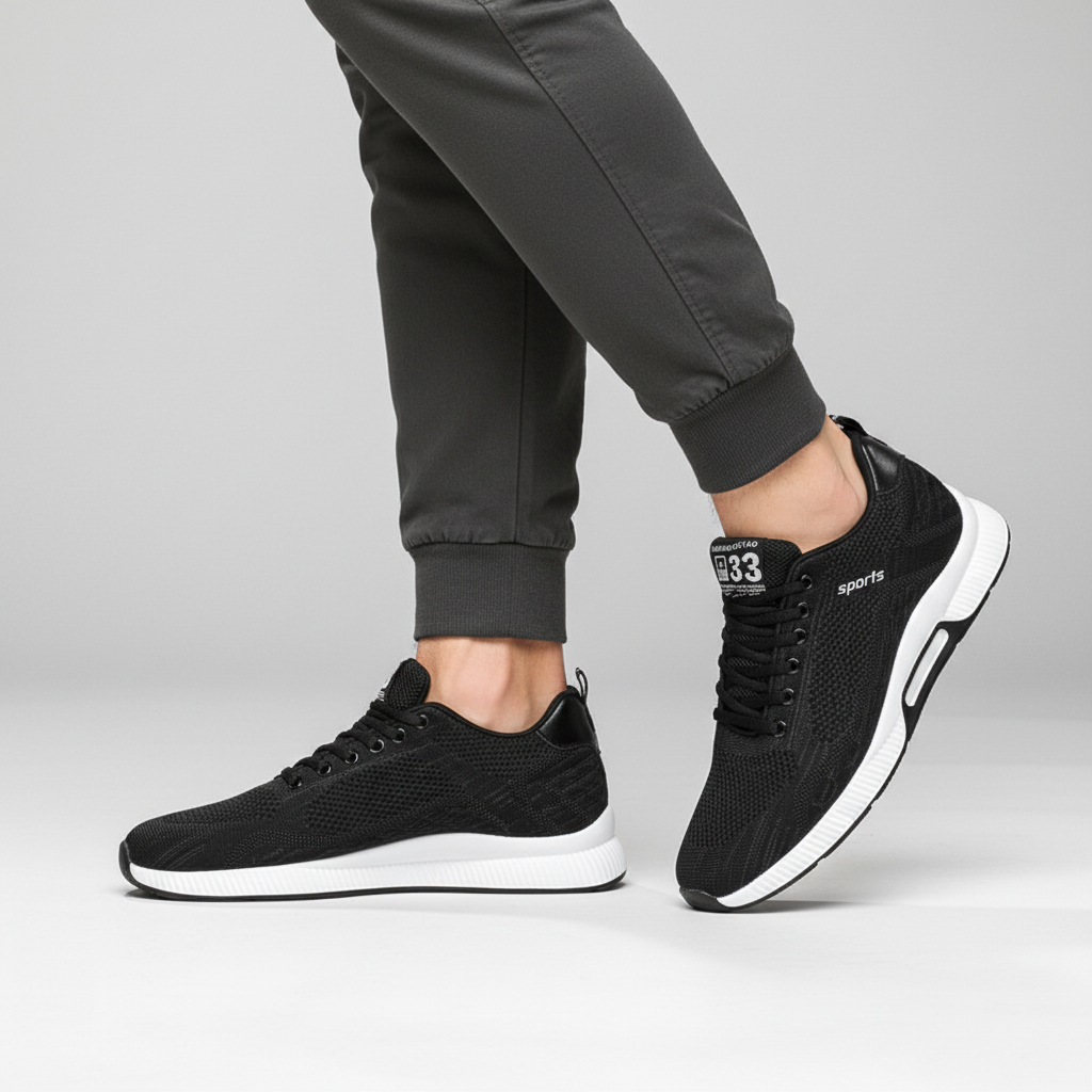George | Men's Height-Increasing Sneakers - Black White