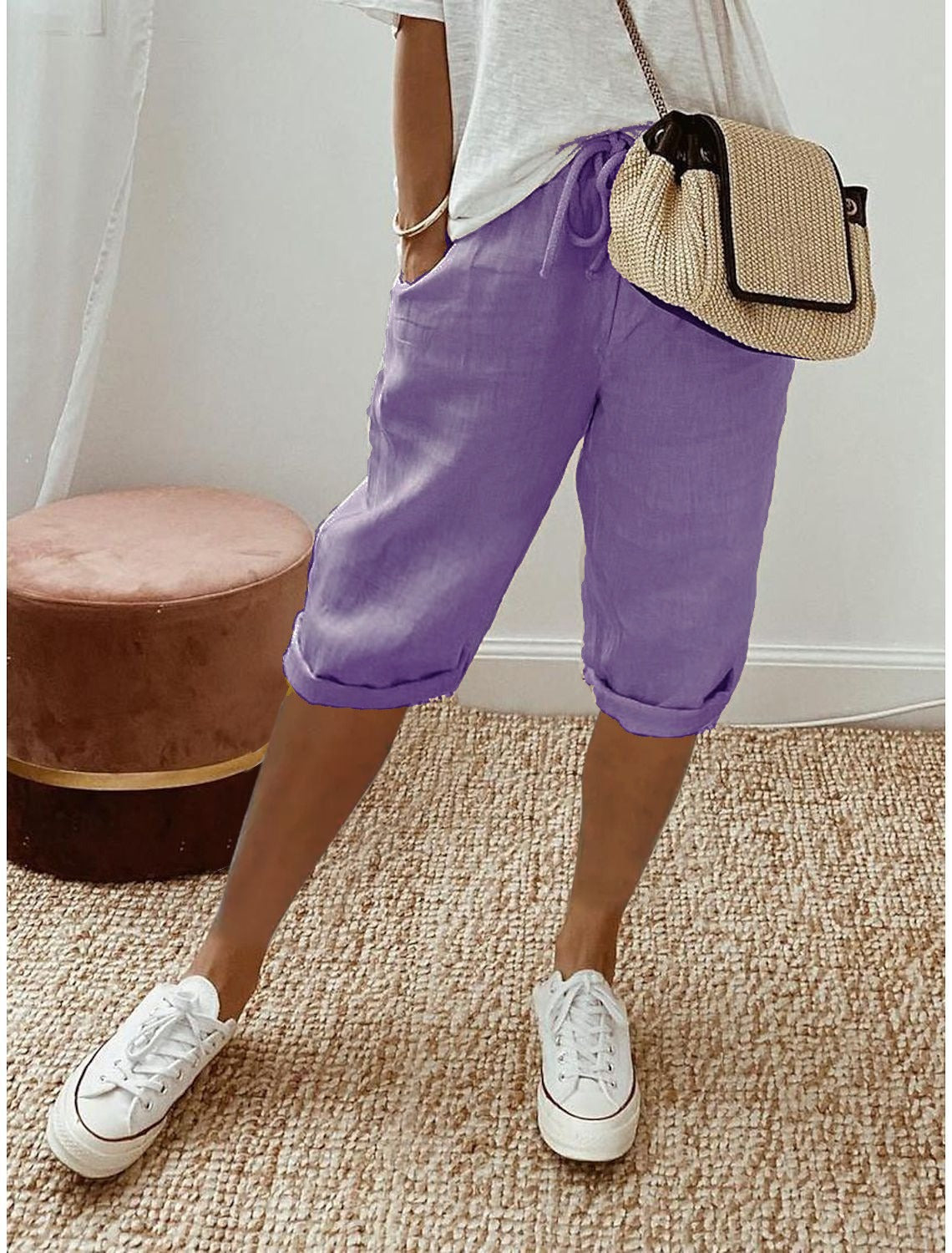 Grace | Women's Relaxed Fit Capri Pants - Lavender Purple