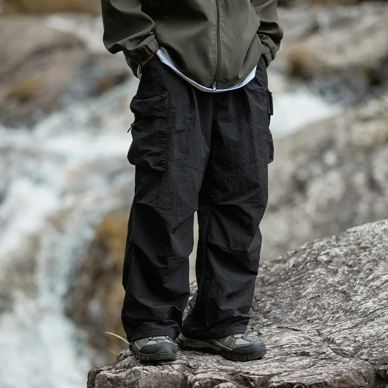Harry | Men's Baggy Cargo Trousers - Black