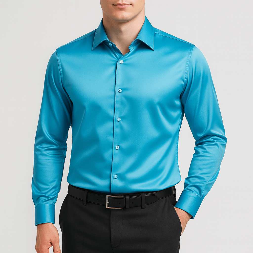 Harry | Men's Slim Fit Satin Shirt - Blue