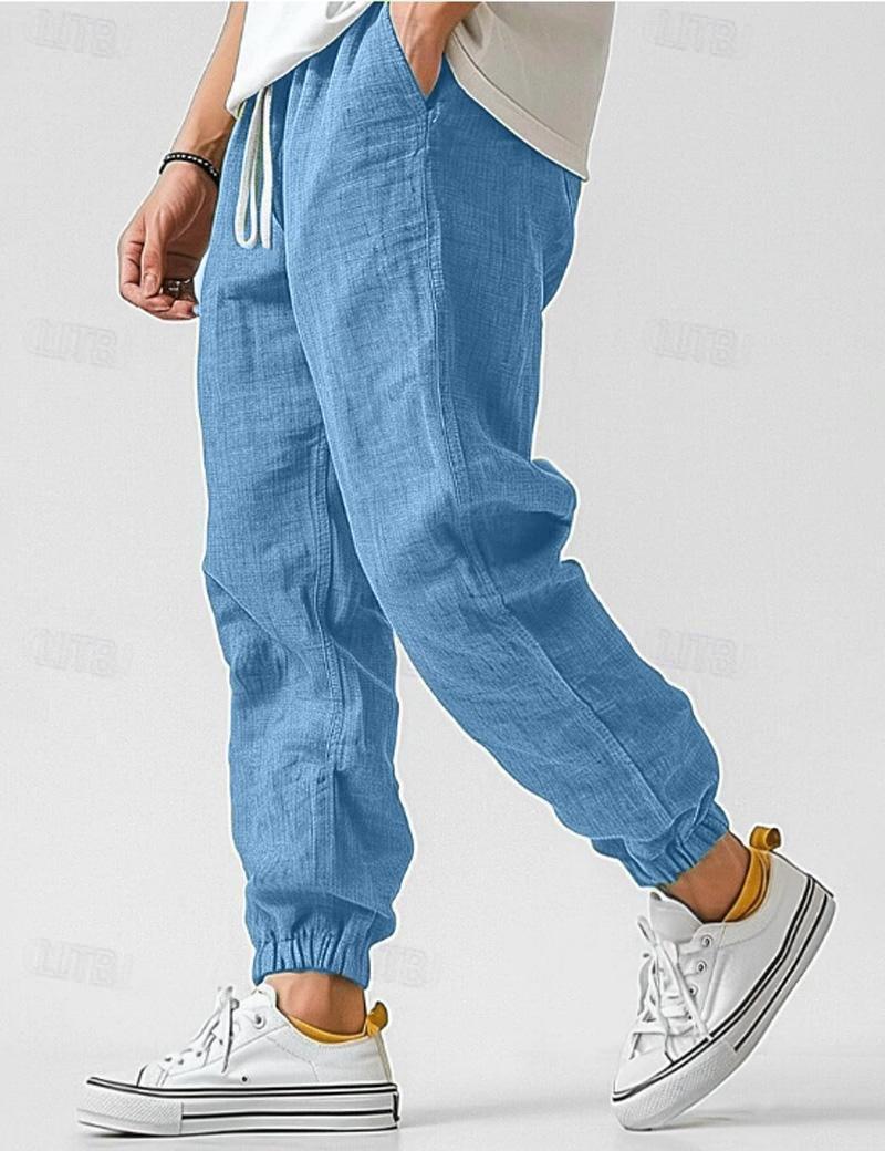 Henry | Men's Relaxed Linen Trousers - Blue