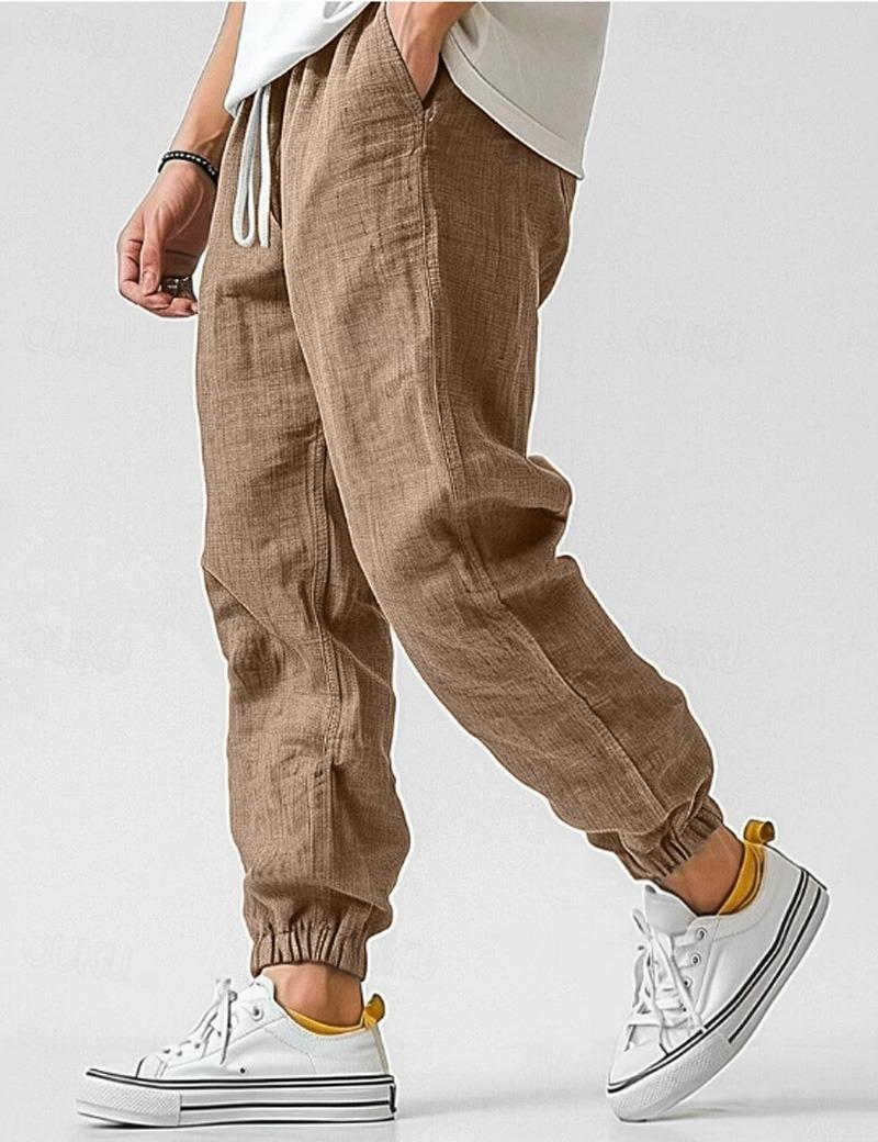 Henry | Men's Relaxed Linen Trousers - Khaki