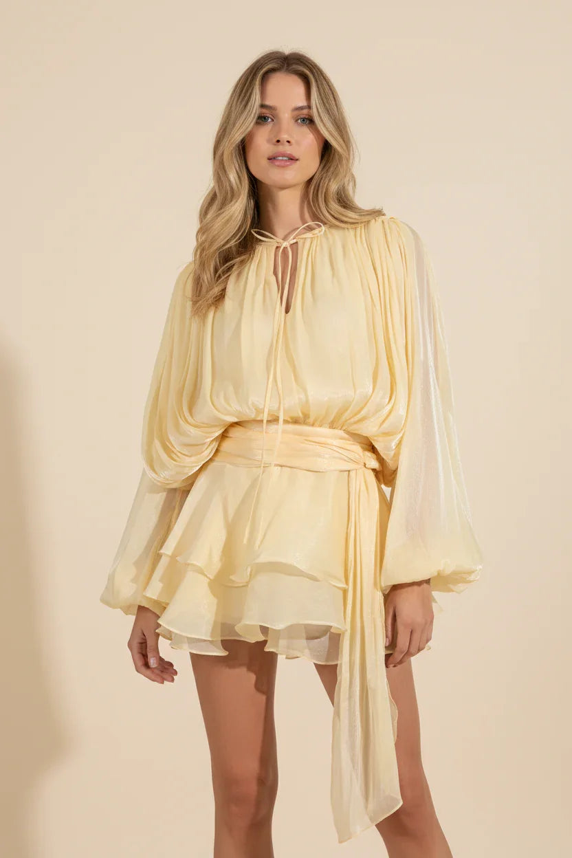 Imogen | Women's Balloon Sleeve Flowy Mini Dress - view 12