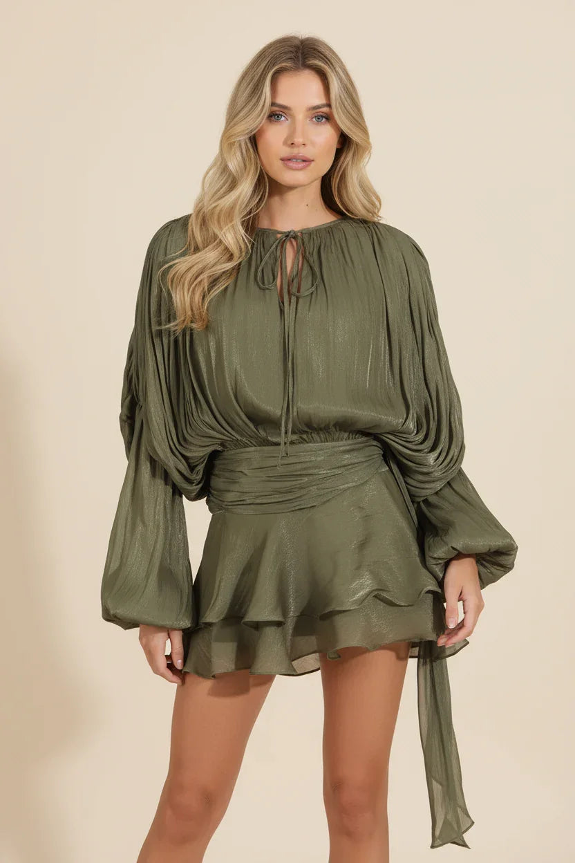 Imogen | Women's Balloon Sleeve Flowy Mini Dress - view 17