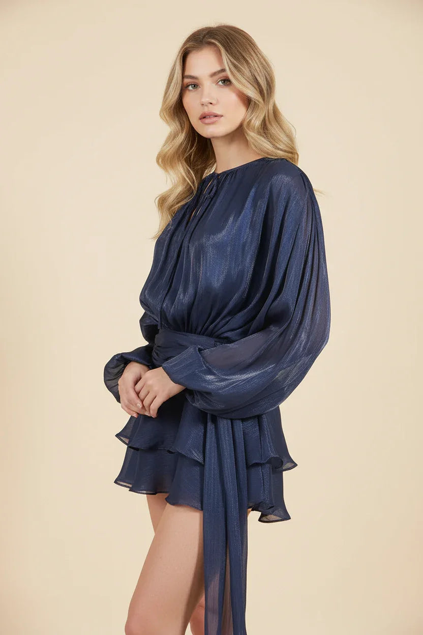 Imogen | Women's Balloon Sleeve Flowy Mini Dress - view 19