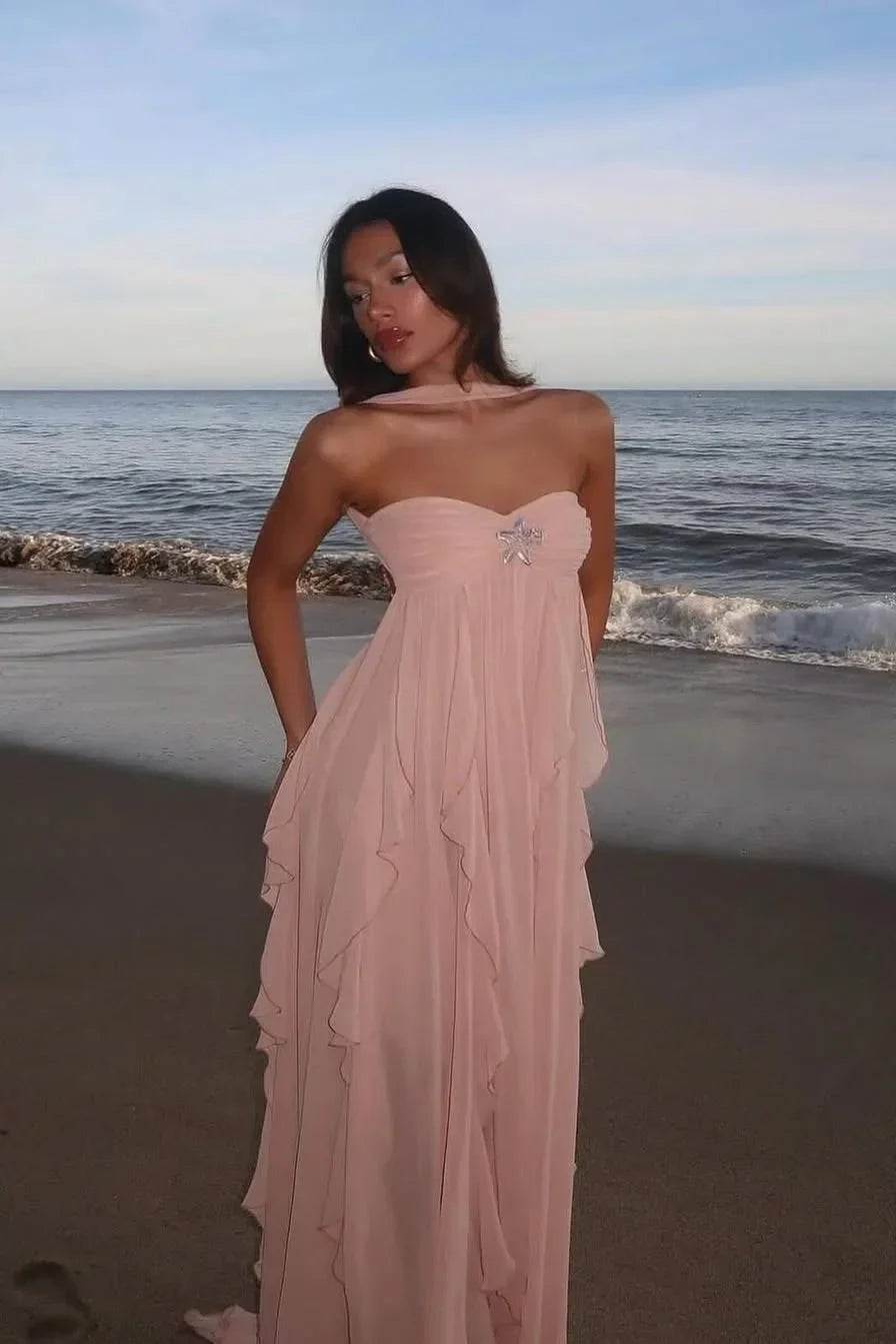 Ivy | Women's Halterneck Chiffon Maxi Dress - view 8