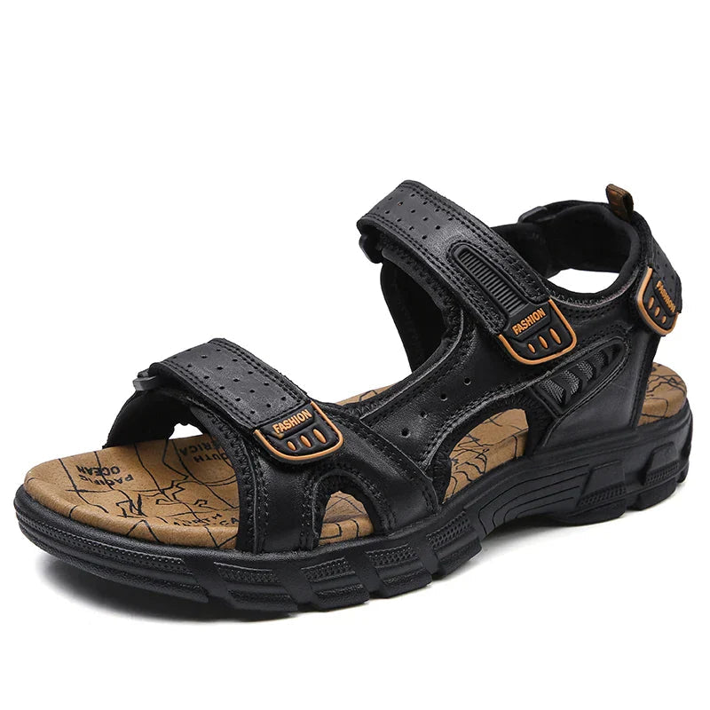 Jacob | Men's Leather Sandals - Black