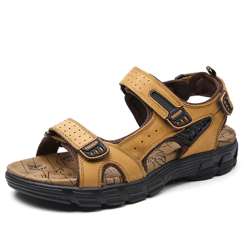 Jacob | Men's Leather Sandals - Light brown