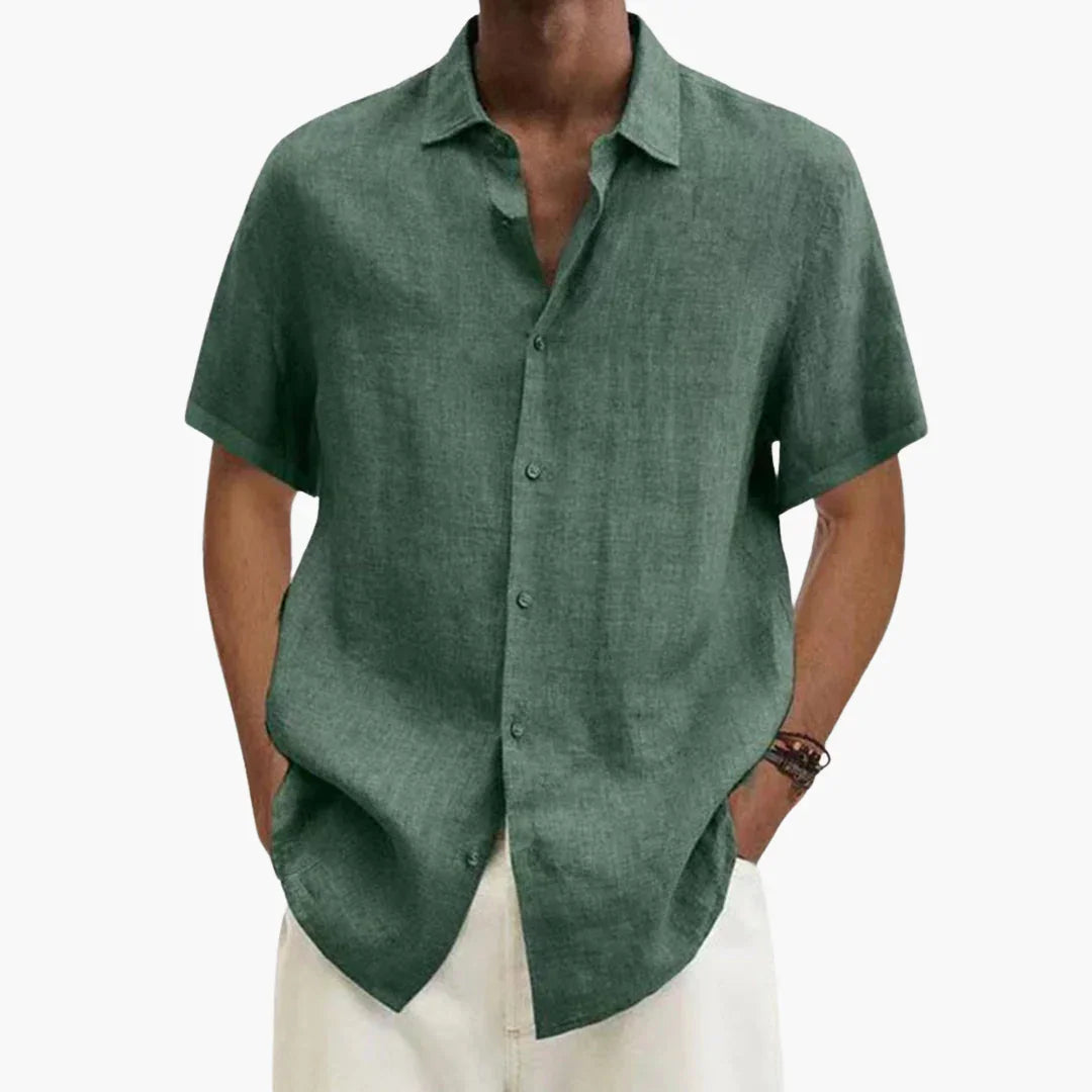 Jasper | Men's Linen Short Sleeve Shirt - Green
