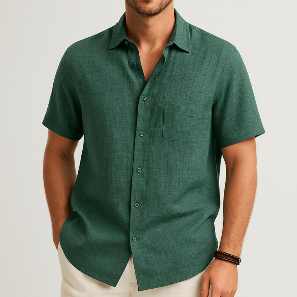 Joshua | Men's Short Sleeve Cotton Shirt - Green