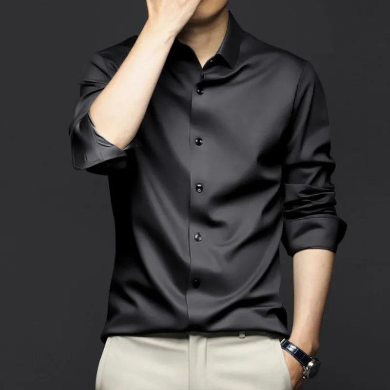 Joshua | Men's Silk Dress Shirt - Black