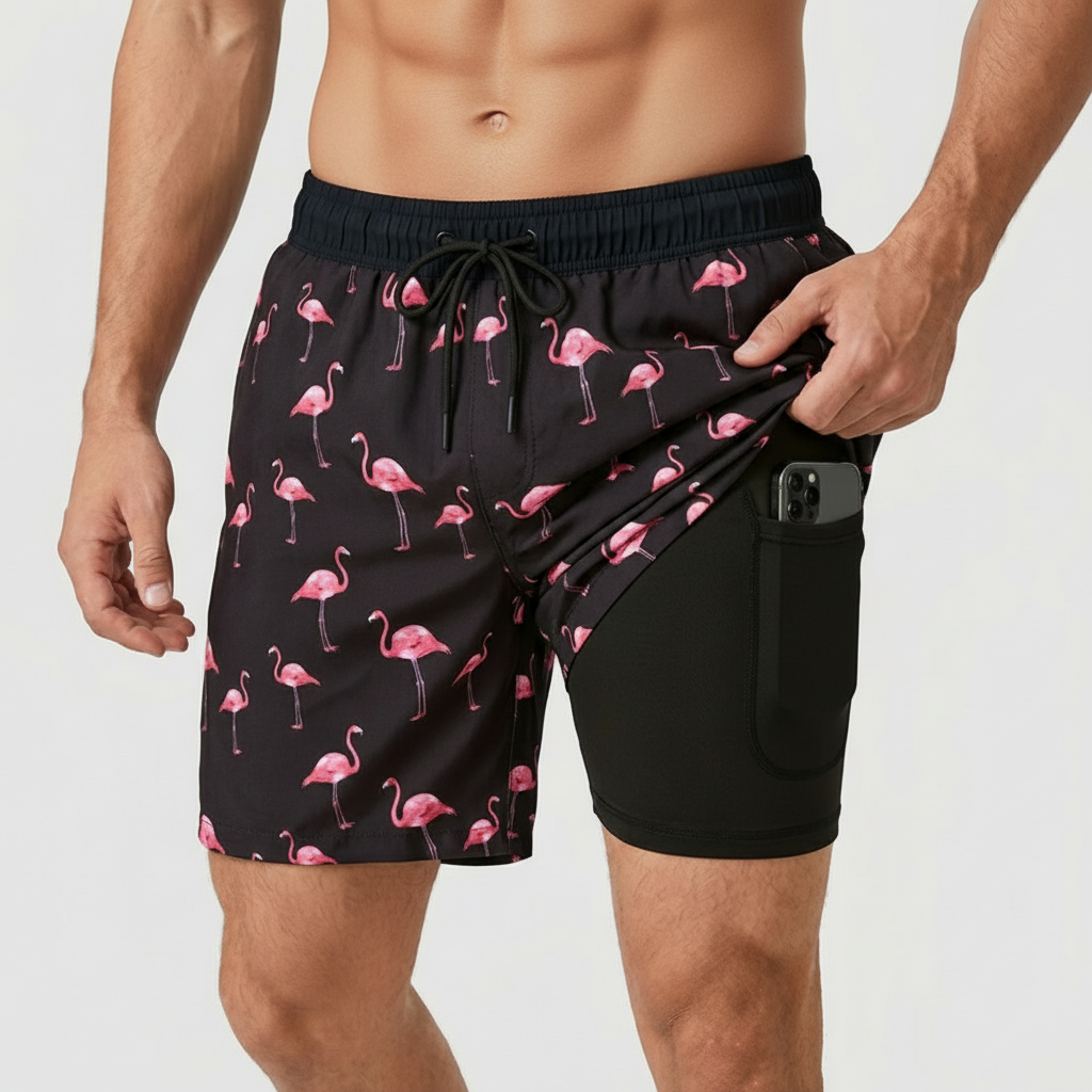 Kenneth | Men's Quick-Dry Compression-Lined Swim Shorts - Black