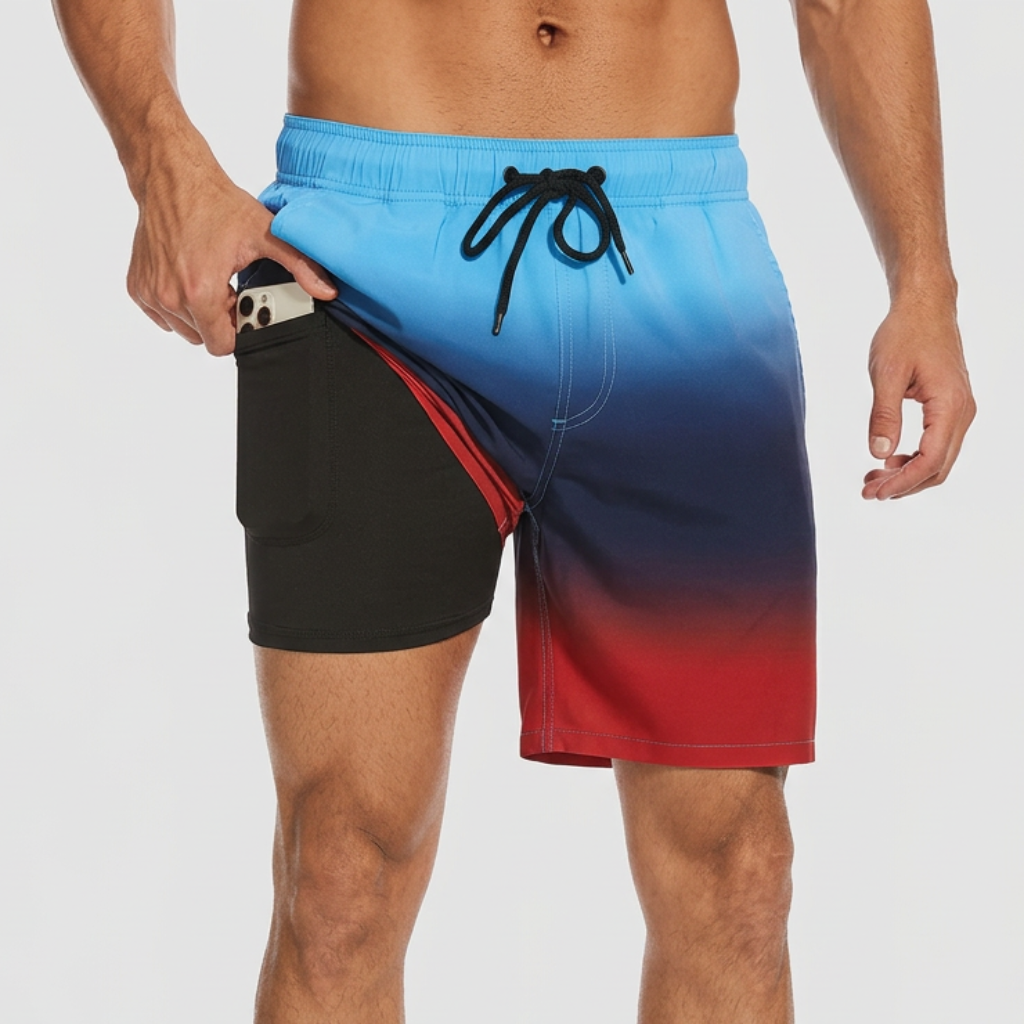 Kenneth | Men's Quick-Dry Compression-Lined Swim Shorts - Light blue