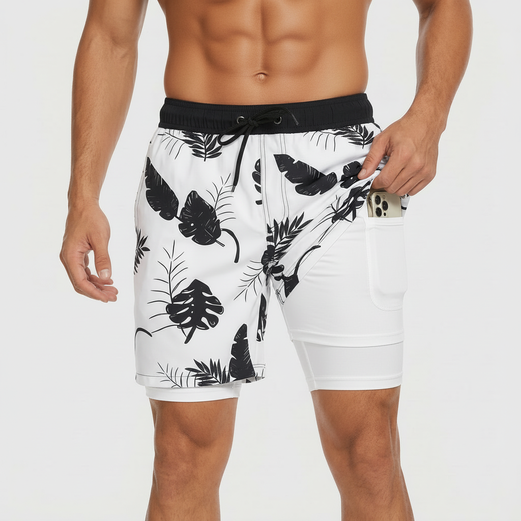 Kenneth | Men's Quick-Dry Compression-Lined Swim Shorts - White