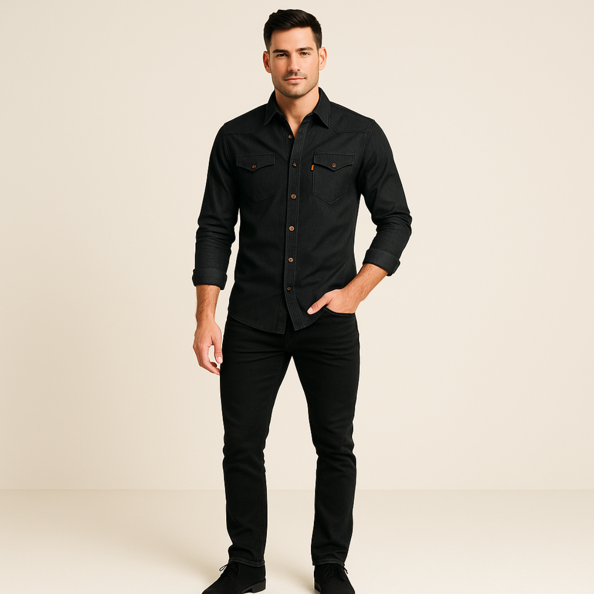 Lars | Jeansskjorta för herr med stretch - bild 5