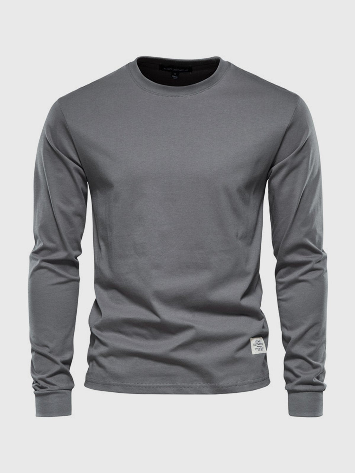 Liam | Men's Cotton Long Sleeve Crewneck Top - Dark Gray