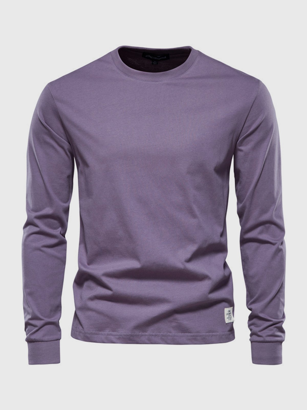 Liam | Men's Cotton Long Sleeve Crewneck Top - Purple