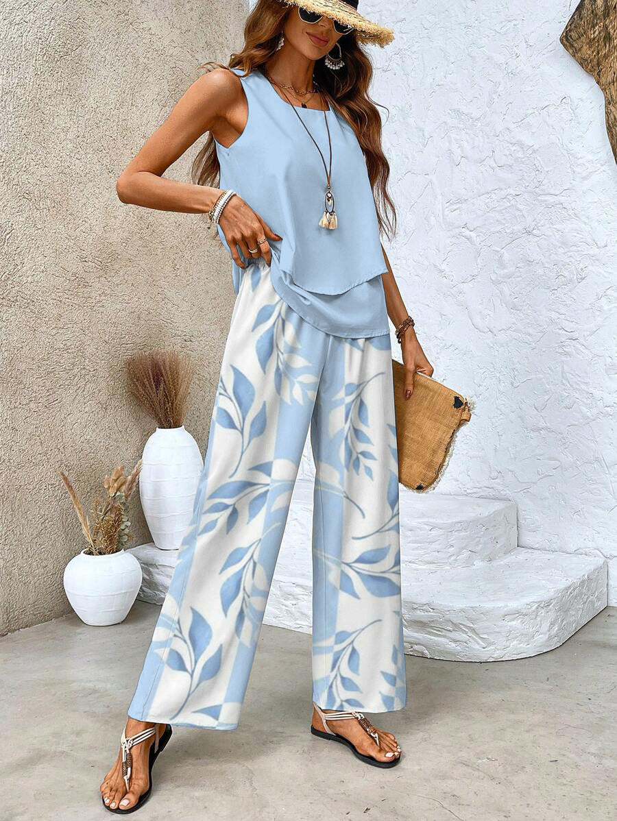 Lily | Women's Layered Top and Wide Leg Pants Set - view 7