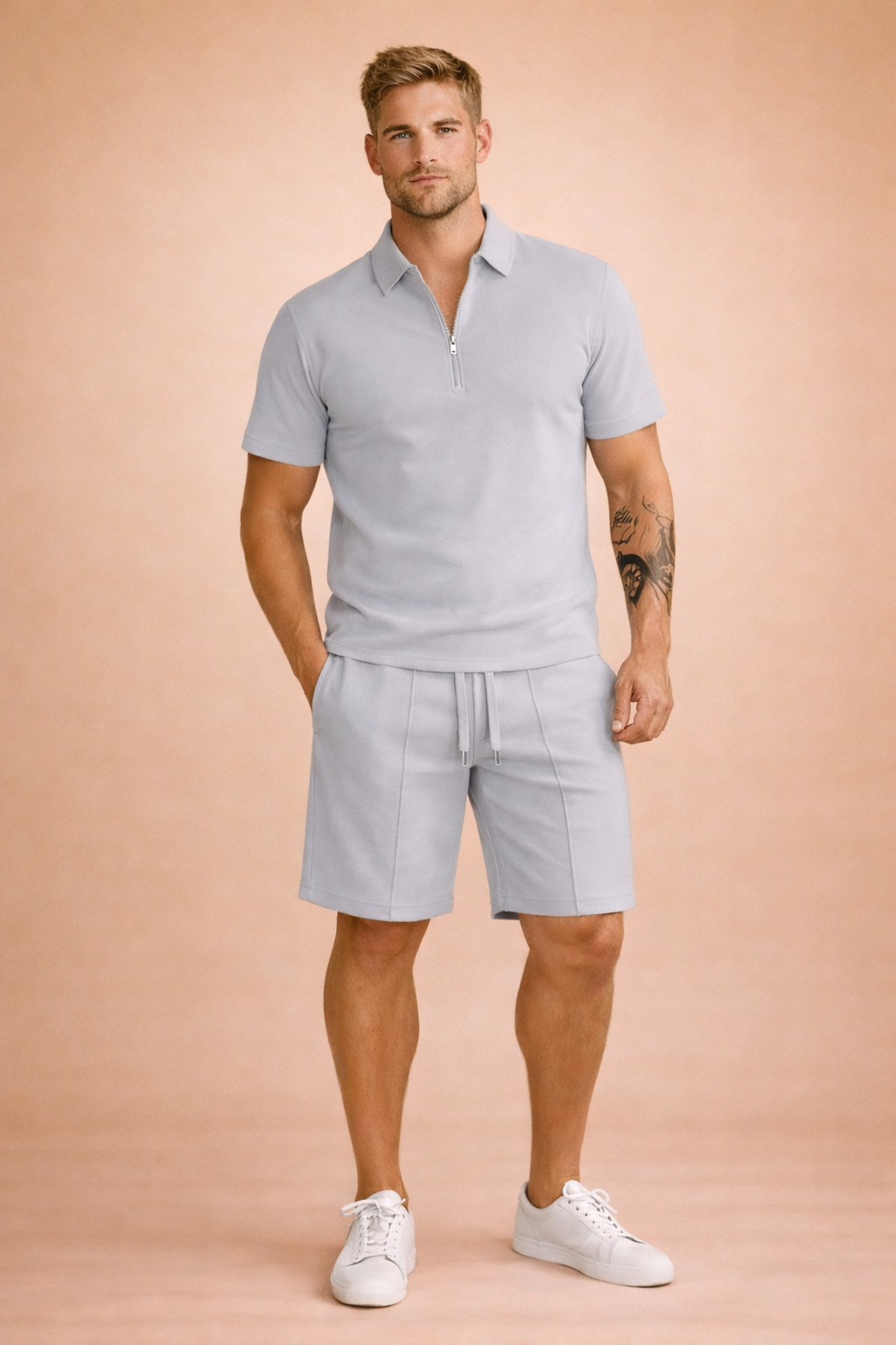 Logan | Men's Zip Polo and Shorts Set - view 5