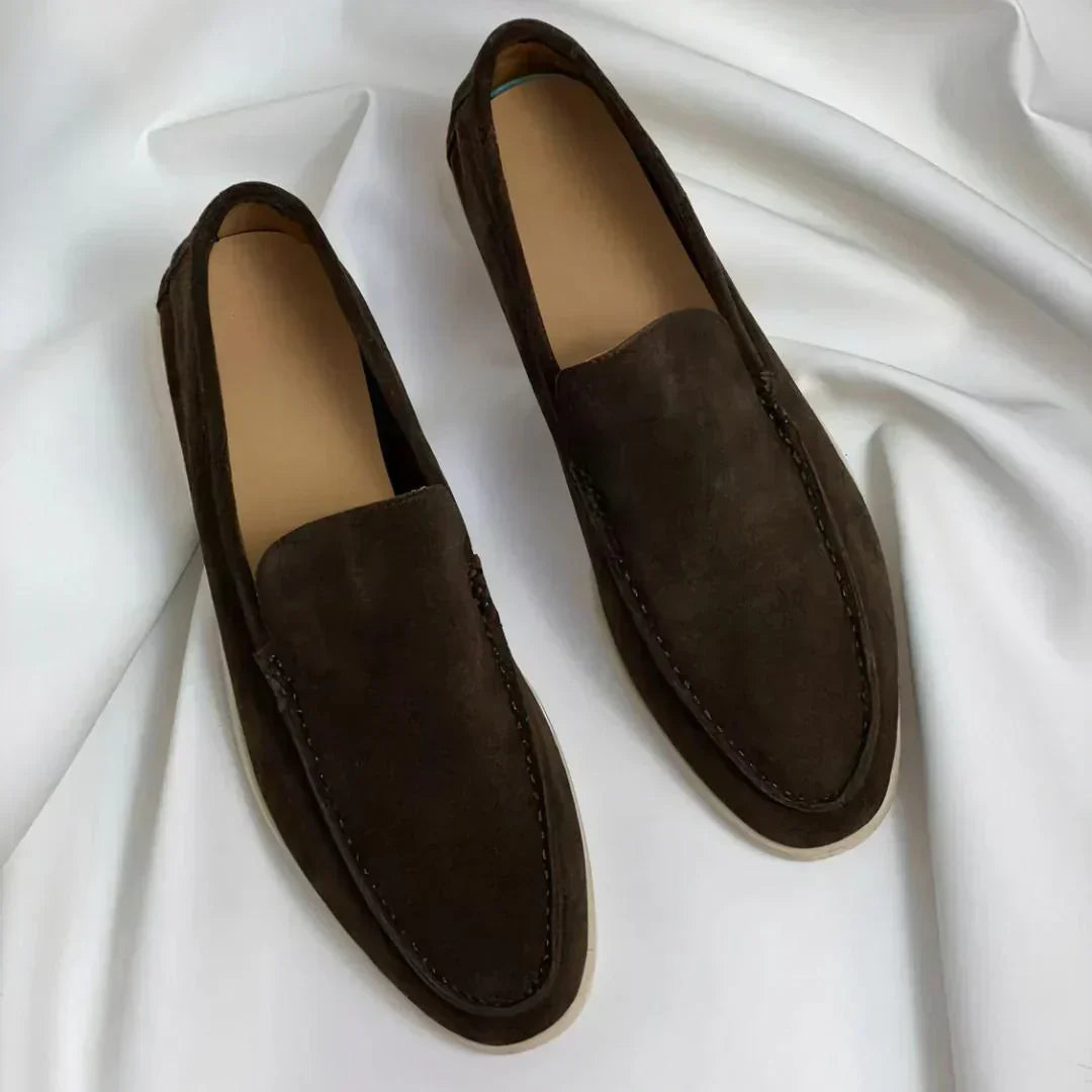 Louis | Men's Suede Slip-On Loafers - Brown